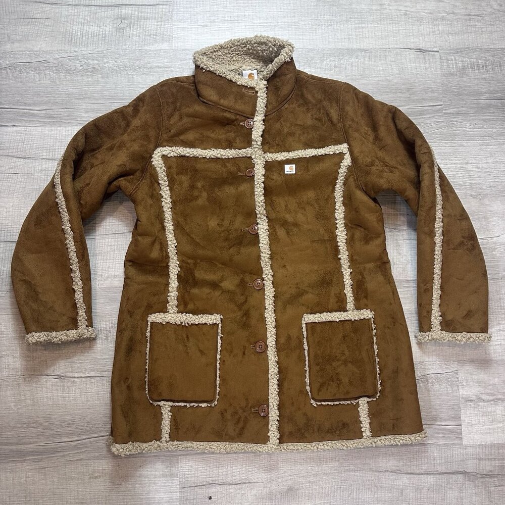 Carhartt Boulder Parka 100044 210 Faux Suede Sherpa Lined Women's Size XL 16-18